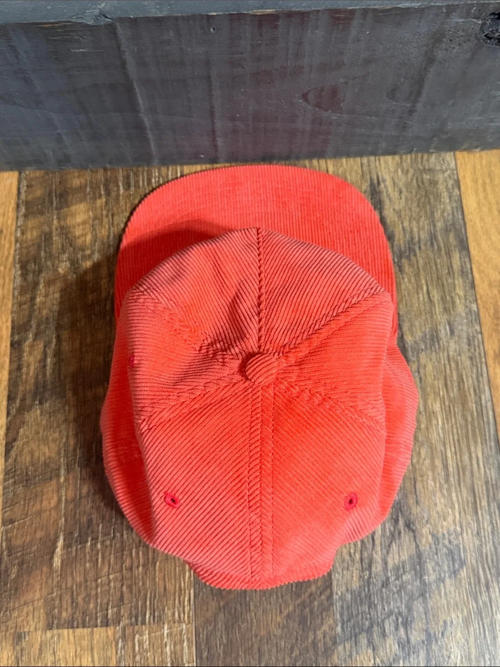NOAH Made in USA Corduroy Snapback Hat Coral Orange Embroidered Logo